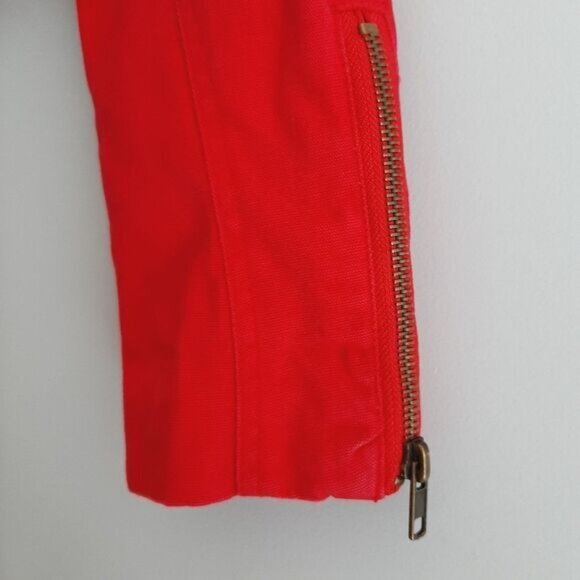 VERO MODA Toga Canvas Moto Bomber Textile Jacket Red Sz M - Picture 8 of 16